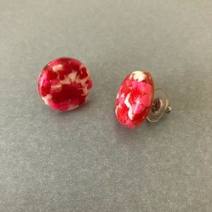 Ritzee Rebel Round Resin Heart Sprinkle Earrings